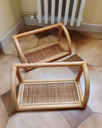 2 mensole in bambu/midollino/vimini