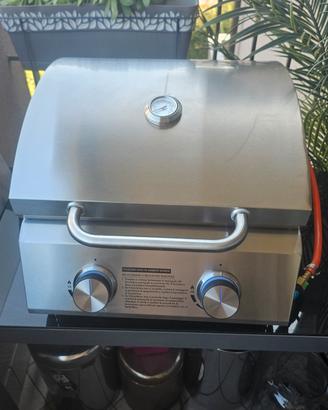 BBQ a gas inox 2 bruciatori portatile