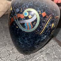 Vaso artistico in ceramina blu cobalto