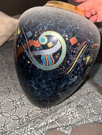 Vaso artistico in ceramina blu cobalto