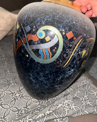 Vaso artistico in ceramina blu cobalto
