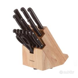 Ceppo porta tablet con coltelli e forbici in legno