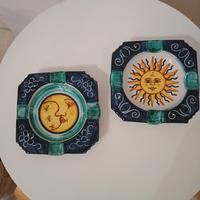 Ceramica di Castelli,due posacenere decorativi 