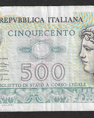 Italia - banconota circolata da 500 Lire "Mercurio