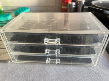 Organizer acrilico trasparente 3 cassetti
