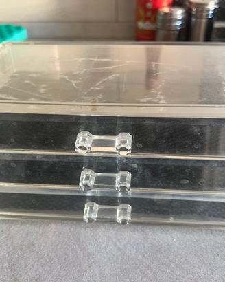 Organizer acrilico trasparente 3 cassetti
