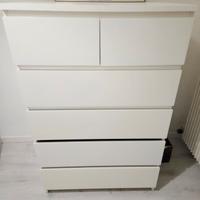 cassettiera in legno bianca