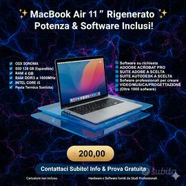 MacBook Air 11” (monitor 30x18 cm) Rigenerato