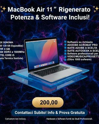 MacBook Air 11” (monitor 30x18 cm) Rigenerato