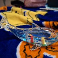 portapenna delfino con acqua e pinguini