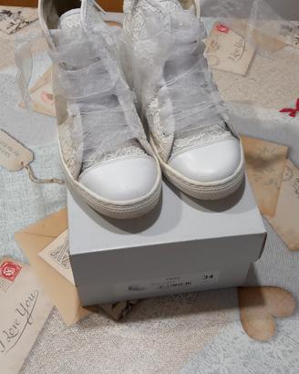 Scarpe bianche bambina da cerimonia n.34