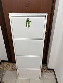 Scarpiera in metallo bianca - 4 scomparti