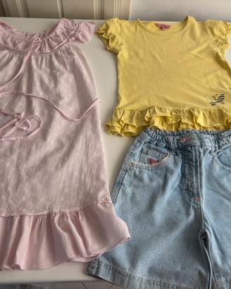 Bermuda t-shirt e vestito estivi bambina 7 anni