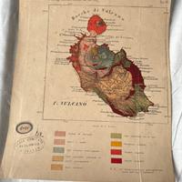Antica mappa geologica Isole Eolie Isola Vulcano