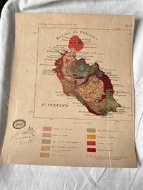 Antica mappa geologica Isole Eolie Isola Vulcano