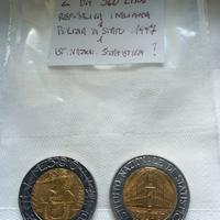 2 monete da 500 lire celebrative