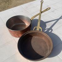 Padelle antiche di rame piccole da collezione