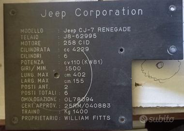 Targhetta jeep