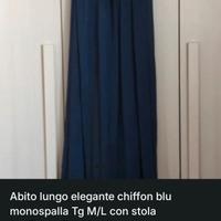 abito in chiffon M/L taglia italiana 46 blu notte