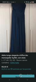 abito in chiffon M/L taglia italiana 46 blu notte
