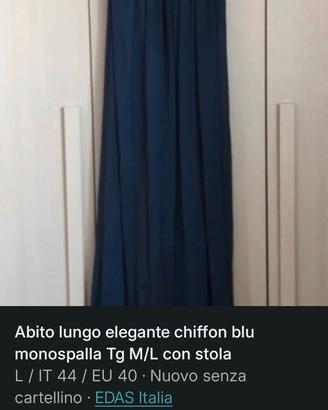 abito in chiffon M/L taglia italiana 46 blu notte