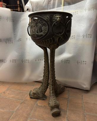 Braciere Porta-vaso Antico in Ottone