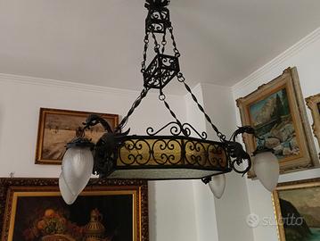 lampadario in ferro battuto fine 88