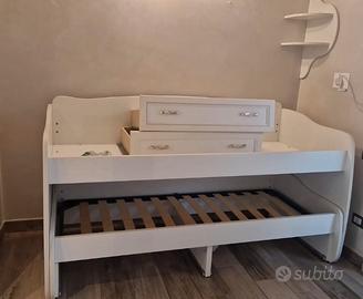 letto rialzato con letto sotto e cassetti