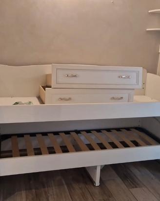 letto rialzato con letto sotto e cassetti