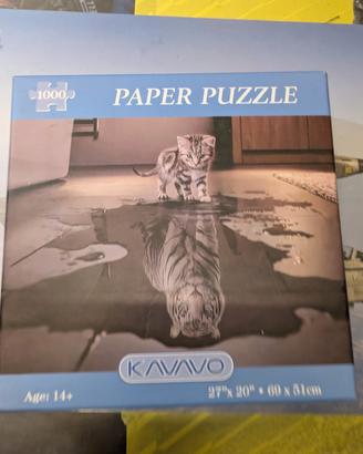 Puzzle 1000 Pezzi - "Gattino con Riflesso Tigre" -