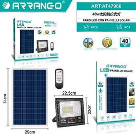 " Faro LED con Pannello Solare 40W Timer Telecoman