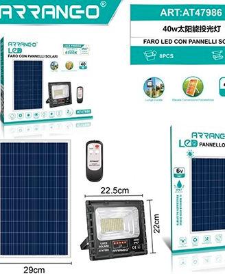 " Faro LED con Pannello Solare 40W Timer Telecoman