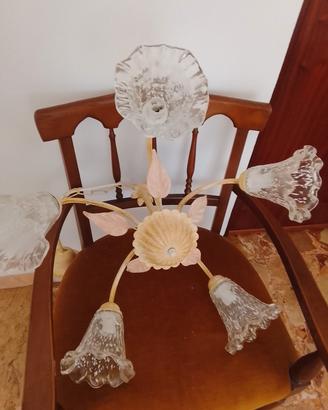 lampadario  vintage  in ferro battuto stile florea