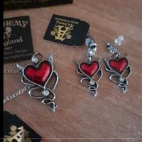 Cuore diavolo collana orecchini Alchemy England