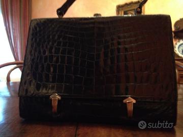 Borsa coccodrillo nero rettangolare