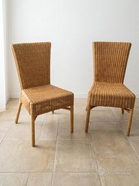 Set 6 sedie vintage in midollino/rattan intrecciat