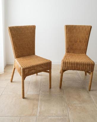 Set 6 sedie vintage in midollino/rattan intrecciat