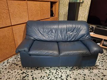 Divano vera pelle blu