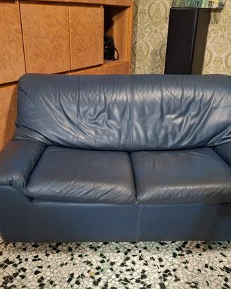 Divano vera pelle blu