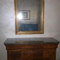 Cassettone Biedermeier del 1800, specchiera dorata