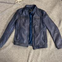 Giacca di pelle blu made in italy - Taglia 48