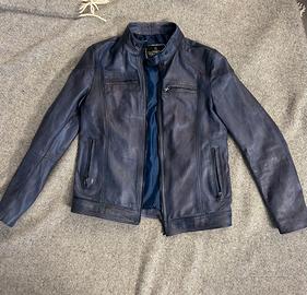Giacca di pelle blu made in italy - Taglia 48