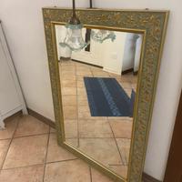 Specchio artigianale vero legno con lampadario