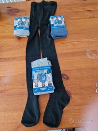 Set di 4 calze/collant NUOVE 9-11 anni