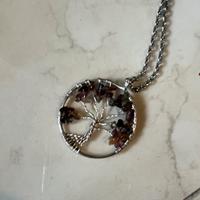 Ciondolo Albero della vita acciaio e pietre