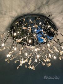 2 Lampadari Moderni in acciaio e vetro