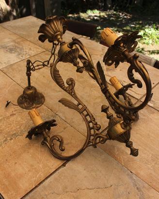 LAMPADARIO E D APPLIQUES IN OTTONE