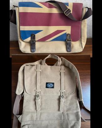 Set formato da borsa tracolla e zaino in tela