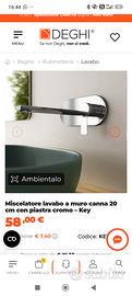 miscelatore lavabo a muro canna 29 ACQ+  cromo