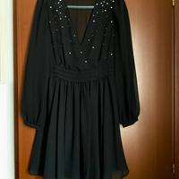 Vestito ovs nero con borchie e scollo a V